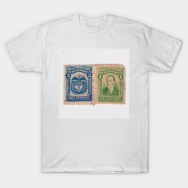 Colombia Stamps, 1920 & 1917 T-Shirt by rogerstrawberry